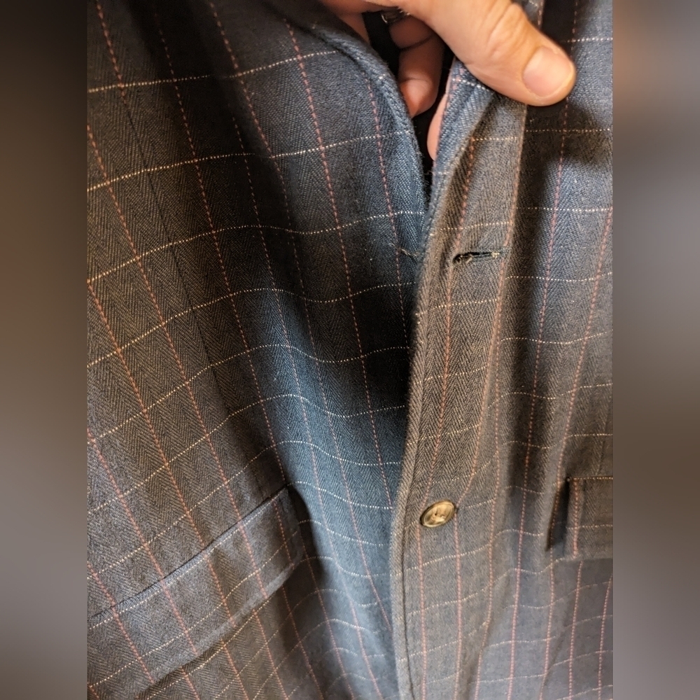 Men's Jachs New York Tailoring Navy with Pink Plaid Blazer Size XL - Picture 6 of 6